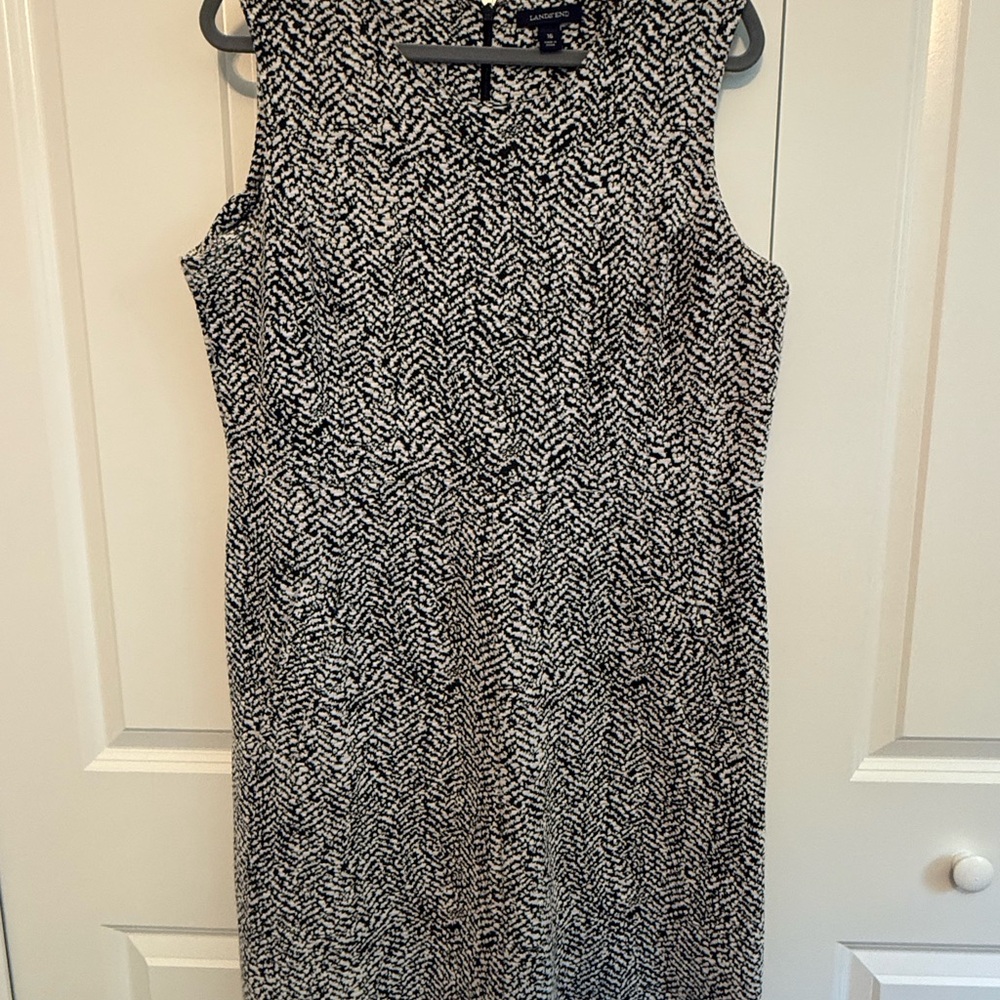 Lands' End Black and White Sheath Midi Dress